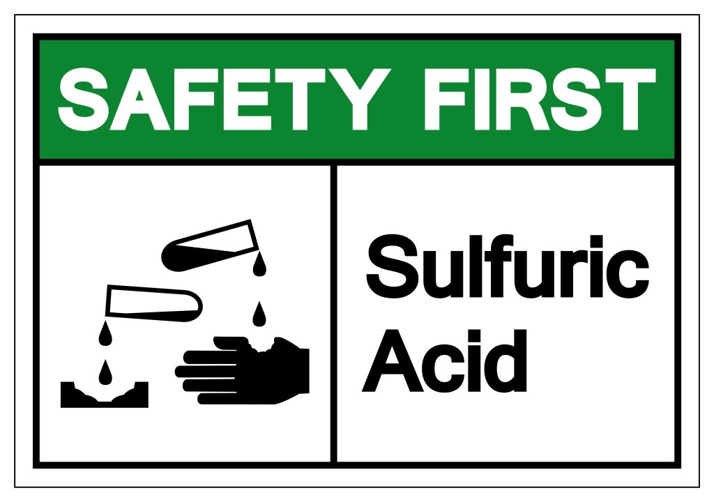 硫酸の腐食性を気をつける必要があることを説明しているイメージ。